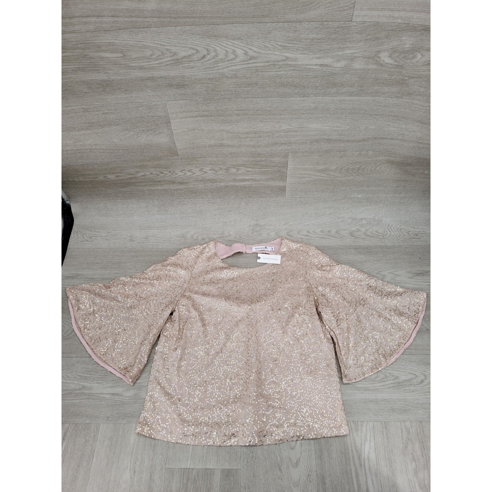Anthropologie Reath & Wren Sequin Top Women's Small Champagne Gold NWT Elegant